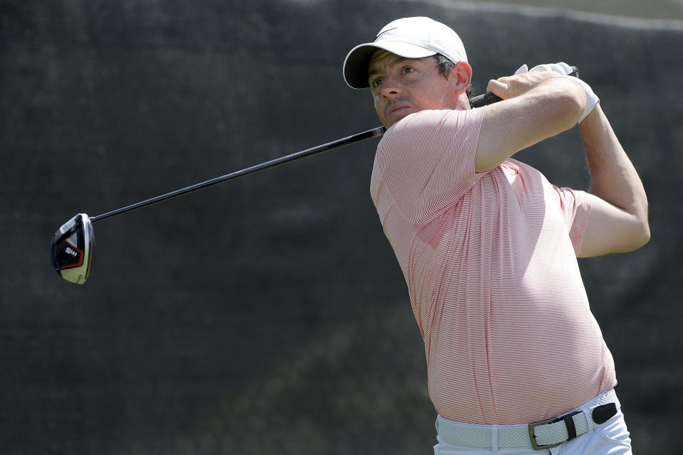 Rory McIlroy, of Northern Ireland, watches his tee shot on the fourth hole during the third round of the Arnold Palmer Invitational golf tournament Saturday, March 9, 2019, in Orlando, Fla. (AP Photo/Phelan M. Ebenhack)