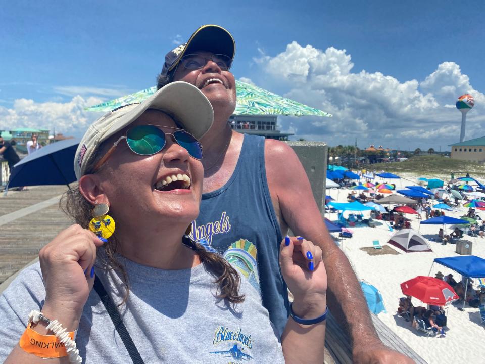 Flying all the way from Austin, Texas to see the Blue Angels, Maria Rivas and husband Armando Rivas have been chasing the Blue Angels around for the past six years. She