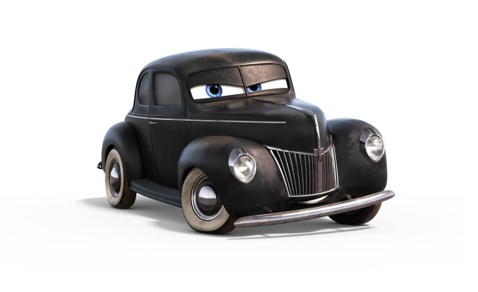 <p>An old-time, bona fide legend of the early Piston Cup circuit and contemporary of the late Doc Hudson, McQueen’s mentor, Junior Moon is based on and voiced by the singular Junior Johnson, one of the most colorful characters in the history of American racing. His character model is based on Johnson’s old ’39 Ford.</p>