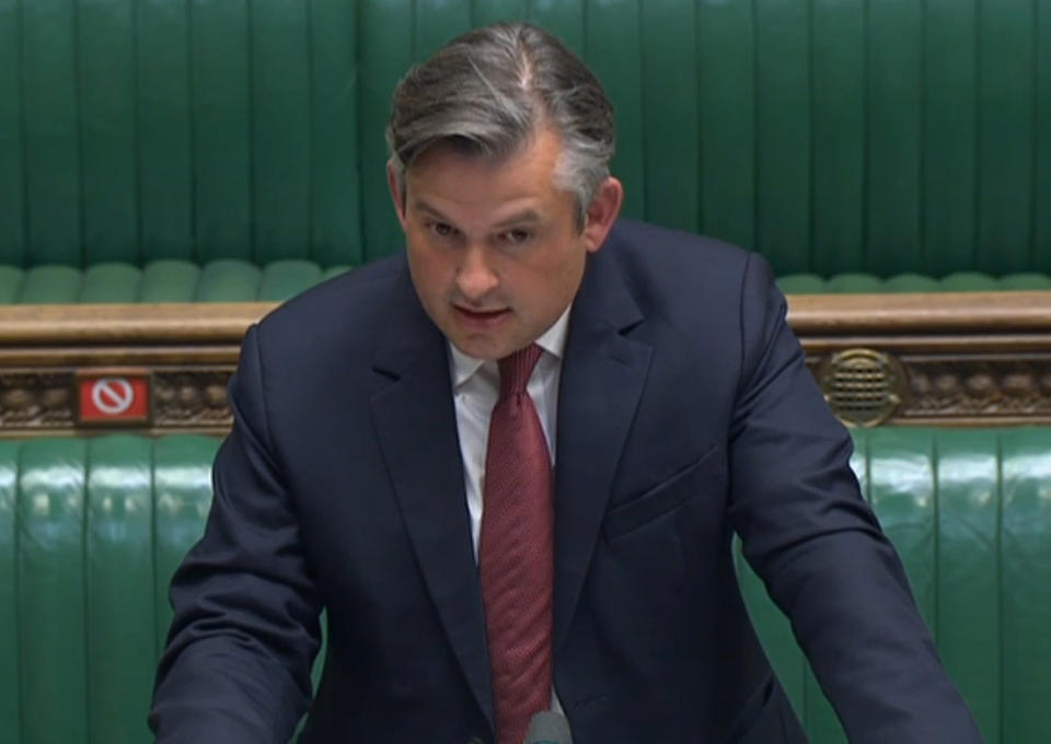 Shadow Health Secretary Jonathan Ashworth responds to a statement from Health Secretary Sajid Javid to MPs on the governments coronavirus plans, in the House of Commons, London. Picture date: Monday July 5, 2021. (Photo by PA Images via Getty Images)