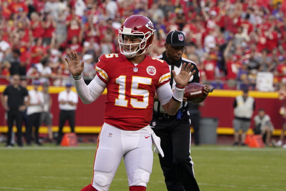 Kansas City Chiefs quarterback Patrick Mahomes is the NFL MVP favorite. (AP Photo/Ed Zurga)