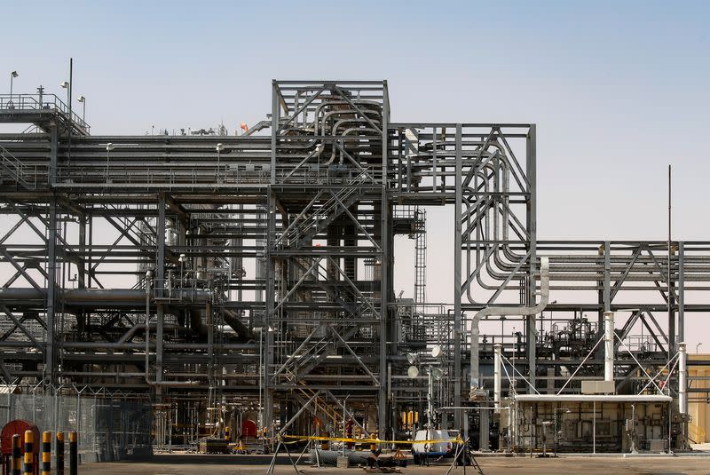 A view shows the Saudi Aramco oil facility in Khurais