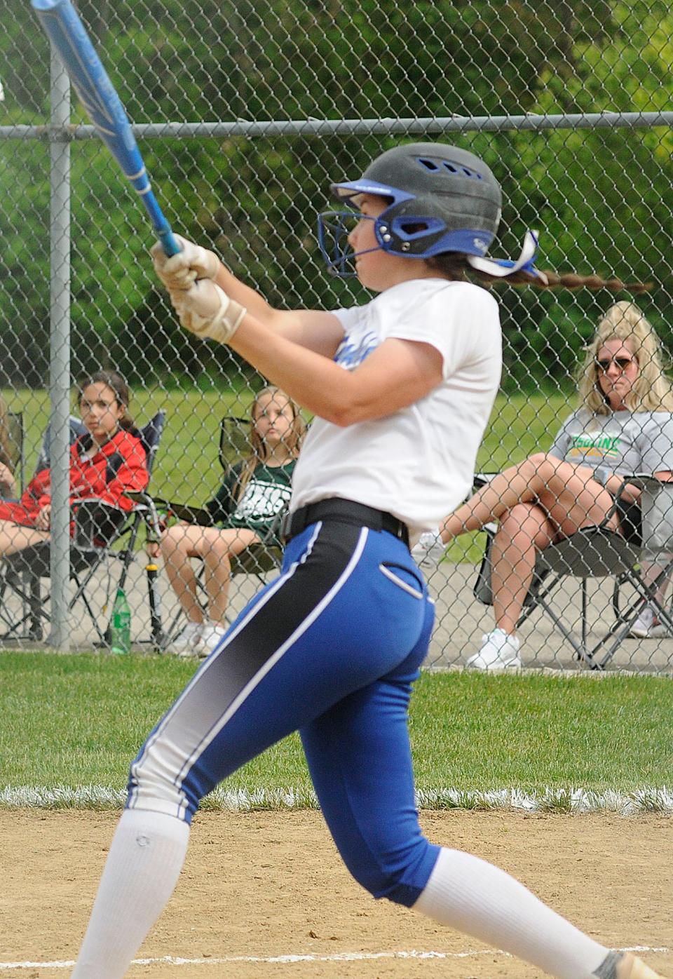 Northwestern High School's Daylie Rickard (19) during the Div III Regional softball semifinal at Ravenna between Northwestern and Ursuline Wednesdy May 25,2022Ursuline defeated the Huskies. STEVE STOKES/FOR TIMES-GAZETTE.COM