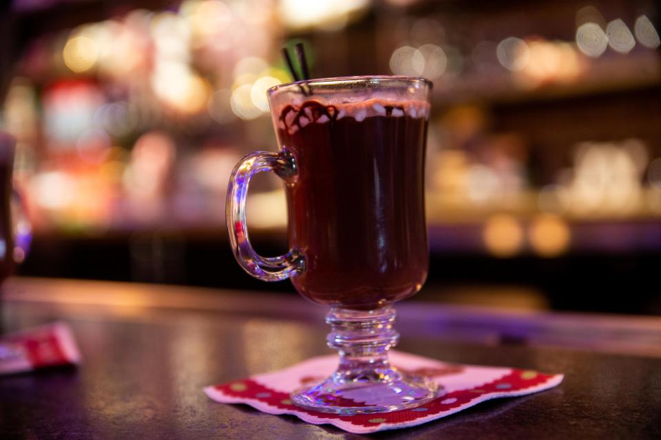 A specialty cocktail, "The Dirty Snowball," rests on a countertop Wednesday, Nov. 16, 2022, at Bam Entertainment Center in Holland.