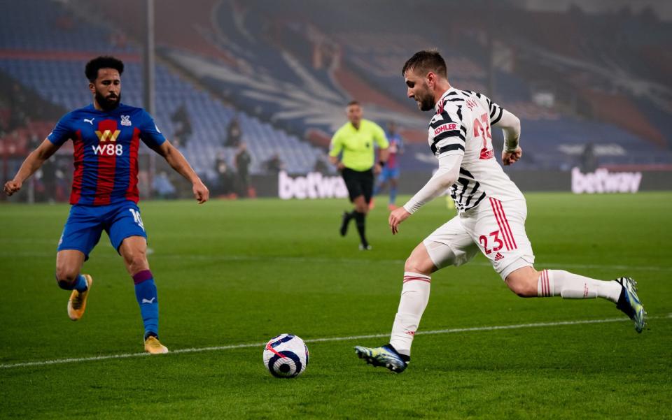  Luke Shaw of Manchester United in action during the Premier League match between Crystal Palace and Manchester United  - Getty Images