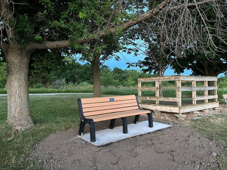 Pictured is the bench purchased in memory of Fulton County Deputy Troy Chisum.