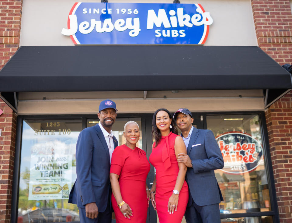 Owners of Jersey Mike's sandwich shop in Atlanta, from left, Keith Millner, Charmaine Ward-Millner, Nicole Williams and Eric Harrison. (Rita Harper for NBC News)