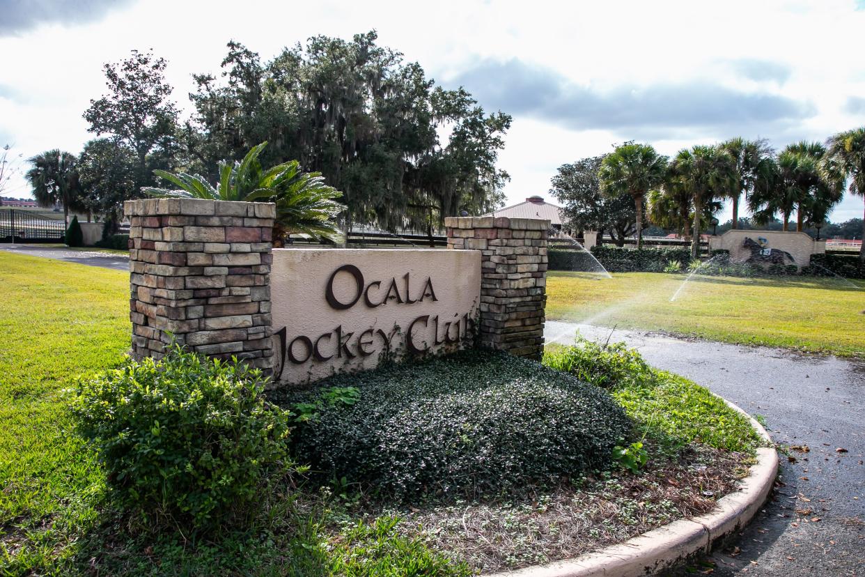 The entrance to the former Ocala Jockey Club is shown on Dec. 13. Marion County commissioners approved a land and text amendment to the Marion County Comprehensive Plan, as well as a rezoning to PUD for the property, which the World Equestrian Center plans to develop into an eventing complex with an RV park, 9,000-seat arena and 94 homes.