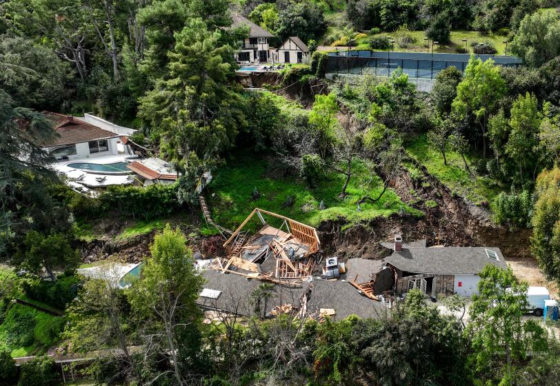 Sherman Oaks, CA, Wednesday, March 13, 2024 - A landslide destroyed a home and three other residences were damaged near Ventura Canyon Ave. (Robert Gauthier/Los Angeles Times)