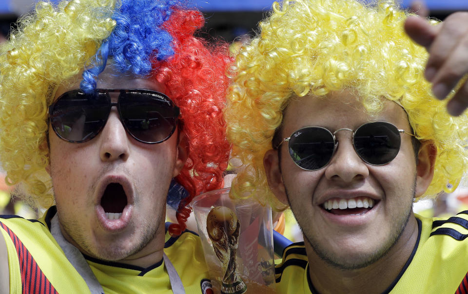 <p>Colombian fans before the group H match between with Japan in Saransk </p>