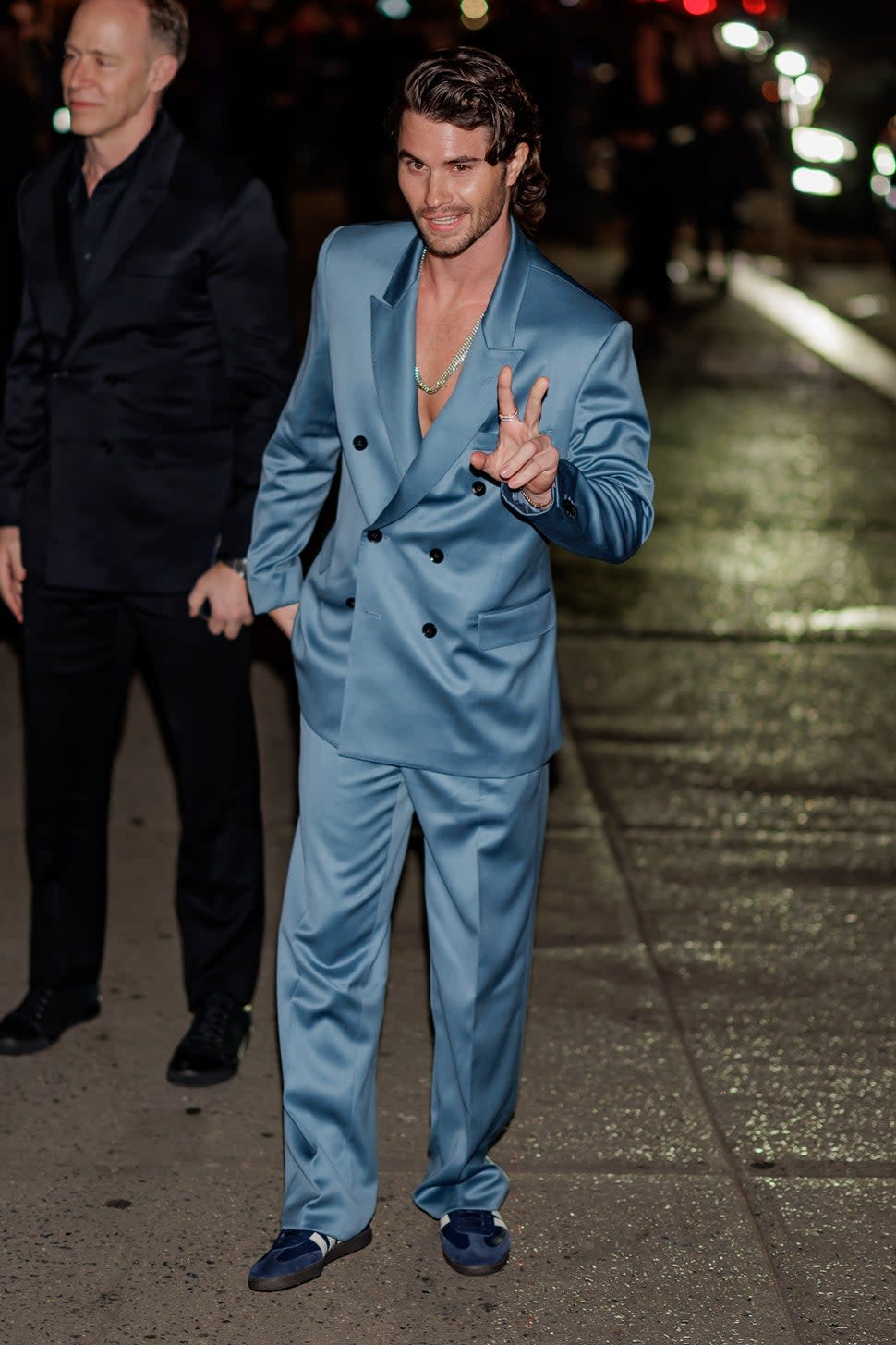 NEW YORK, NEW YORK - NOVEMBER 06: Chase Stokes is seen arriving to the 2023 CFDA Awards at the Museum of Natural History on November 06, 2023 in New York City