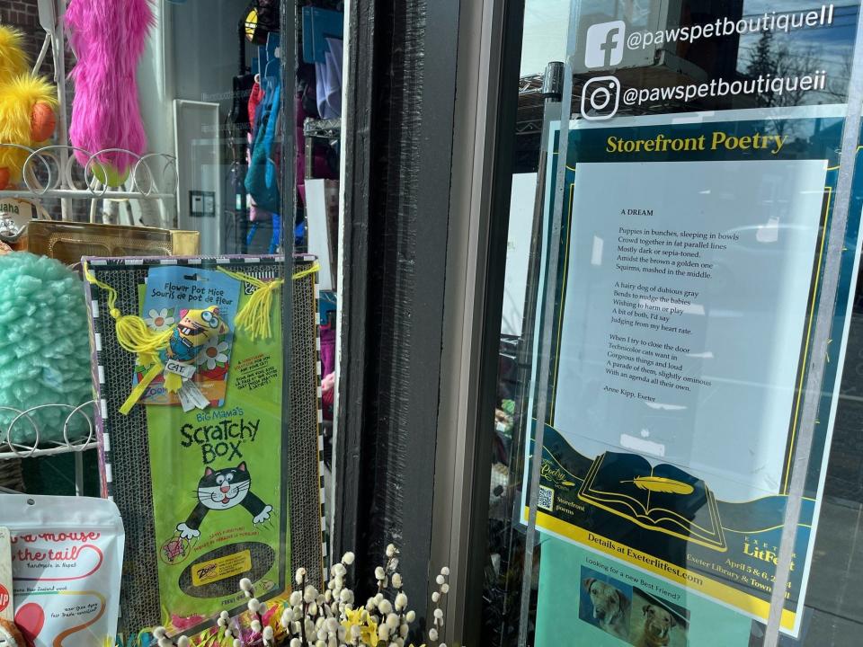 More than 30 downtown businesses and restaurants signed up for the Storefront Poetry project, and poems are now on display throughout downtown Exeter.