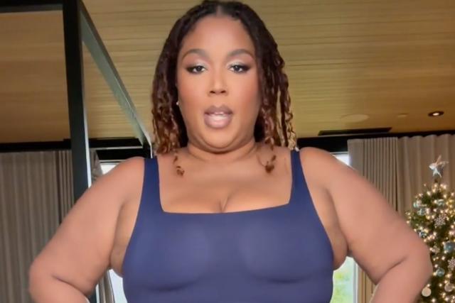 Lizzo shows off her new slimmer figure in low-cut dress as fans