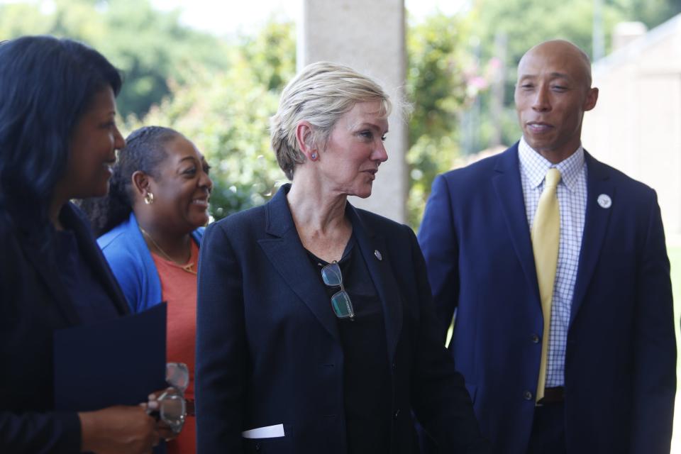 The Department of Energy Secretary Jennifer Granholm visits Riverview K8 School on June 29, 2023 to announce a grant that will go to the school to overdue repairs to the school in Memphis, Tenn.