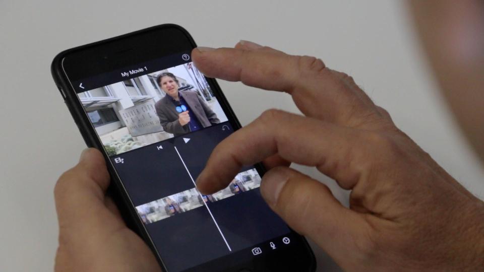 Editing in iMovie on the iPhone.