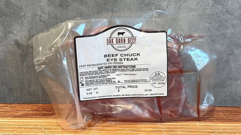 package of chuck eye steak