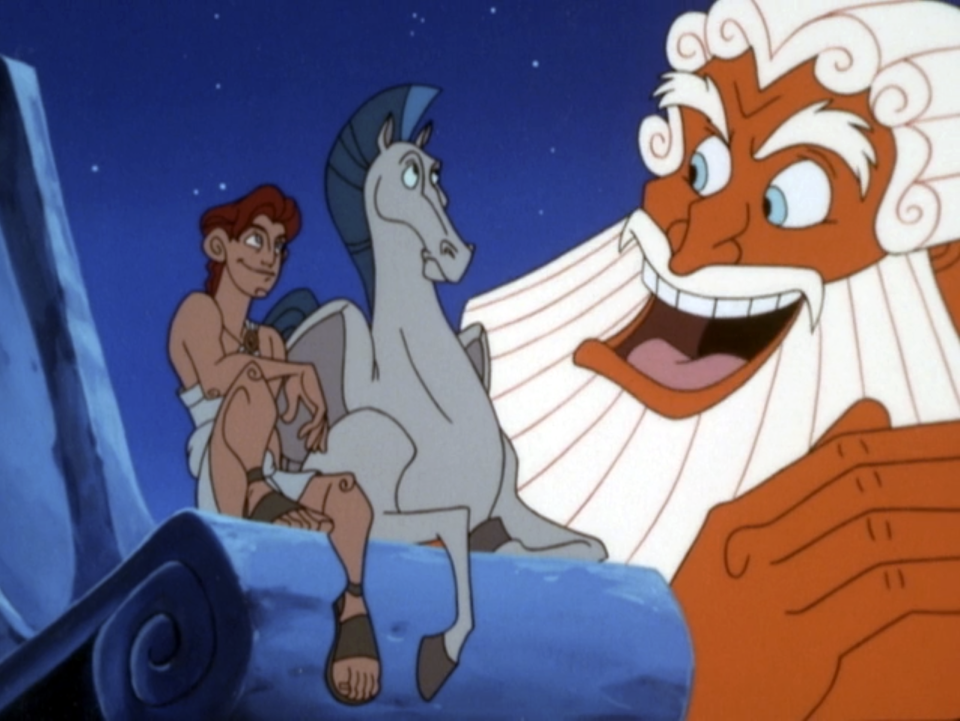 Hercules can always get some encouragement from his dad, Zeus.