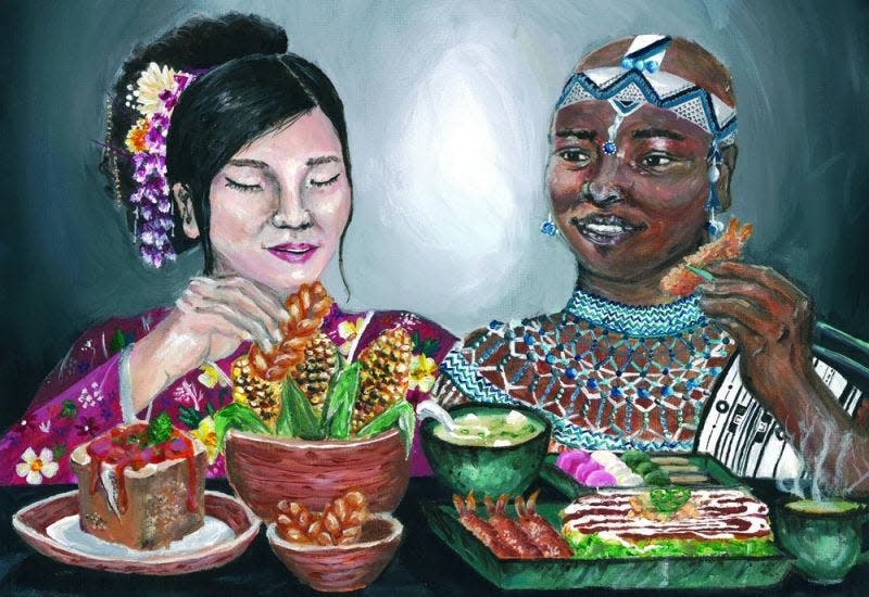 "Cultural Buffett" by Mia Gonzalez of Parrish won Best in Show in Embracing Our Differences' worldwide 2022 art competition.