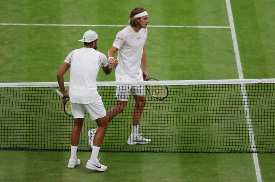 Kyrgios and Tsitsipas shook hands at the end of the fiery match (Getty Images)