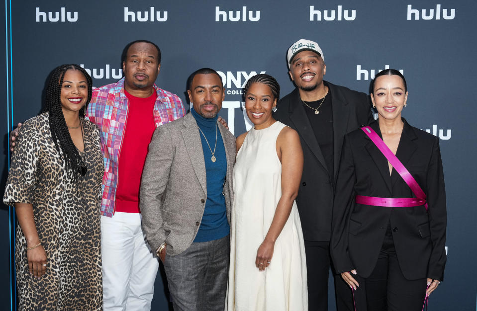 Jihan Robinson, Roy Wood Jr., Prentice Penny, Tara Duncan, Jason Parham and Joie Jacoby attend the "Black Twitter: A People's History" New York premiere