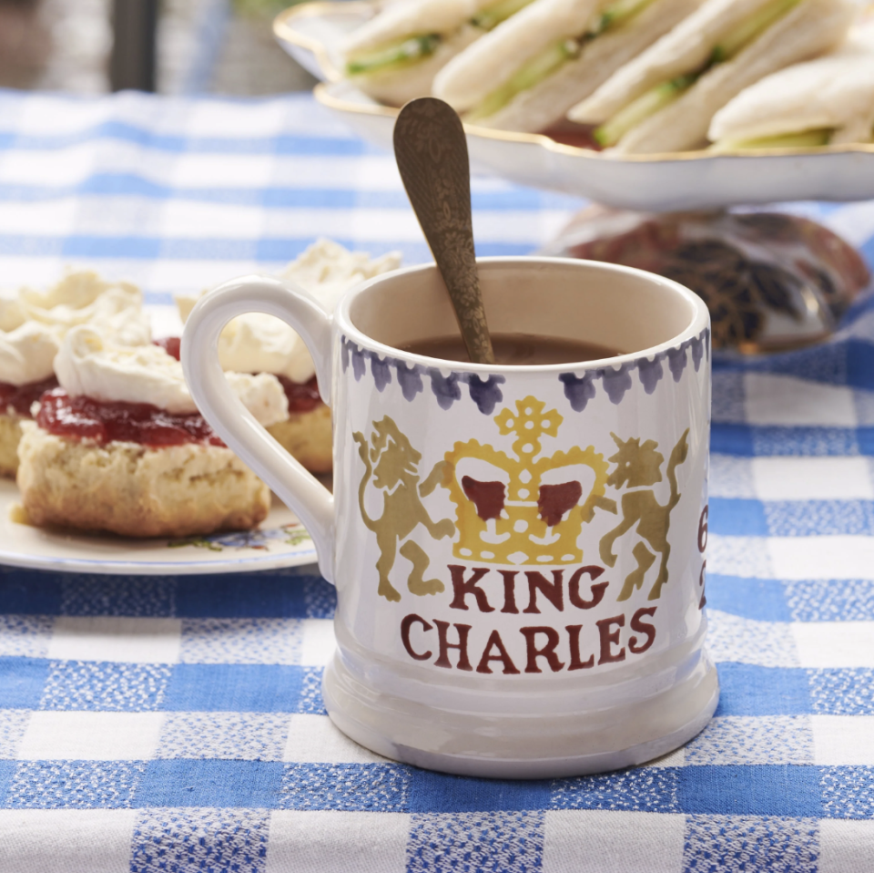 <p><a href="https://us.emmabridgewater.com/products/king-charles-iii-coronation-1-2-pint-mug" rel="nofollow noopener" target="_blank" data-ylk="slk:Shop Now;elm:context_link;itc:0;sec:content-canvas" class="link ">Shop Now</a></p><p>King Charles III Coronation Mug</p><p>$28.70</p><p>emmabridgewater.com</p><span class="copyright">Emma Bridgewater</span>