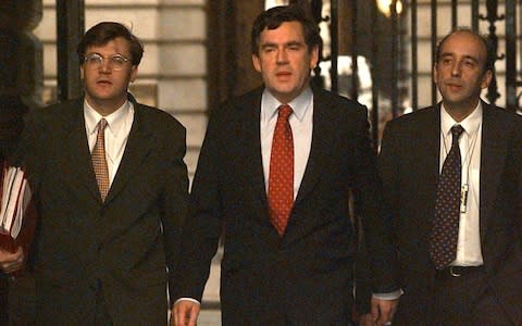 Gabriel Makhlouf accompanies Gordon Brown from the Treasury in the late 1990s - Credit: &nbsp;Eddie Mulholland