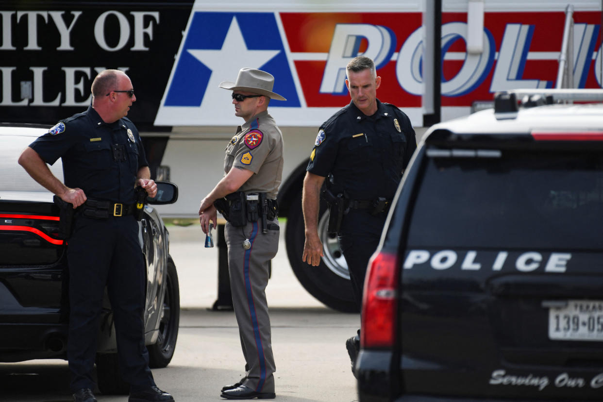 Allen Police Department officers and vehicles.