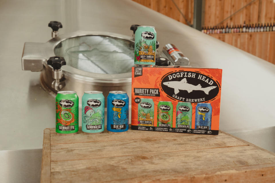 Dogfish Head’s 12pk/12oz can Fall Variety Pack features a medley of four tasty beers - 60 Minute IPA, SeaQuench Ale, Blue Hen Pilsner and an all-new variety pack-exclusive brew, Tasty Traveler Jasmine Rice Lager.