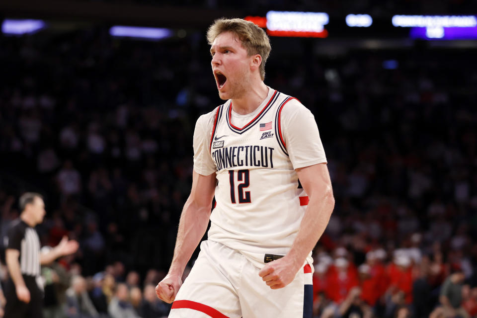 Cam Spencer hopes to help lead UConn to a second-straight championship after transferring from Rutgers. (Sarah Stier/Getty Images)