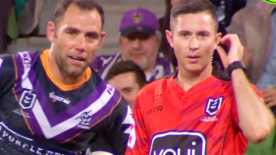 Cameron Smith, pictured here complaining to the referee.