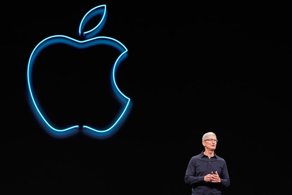 Apple CEO Tim Cook speaks during Apple's annual Worldwide Developers Conference in San Jose, California, U.S. June 3, 2019. REUTERS/Mason Trinca