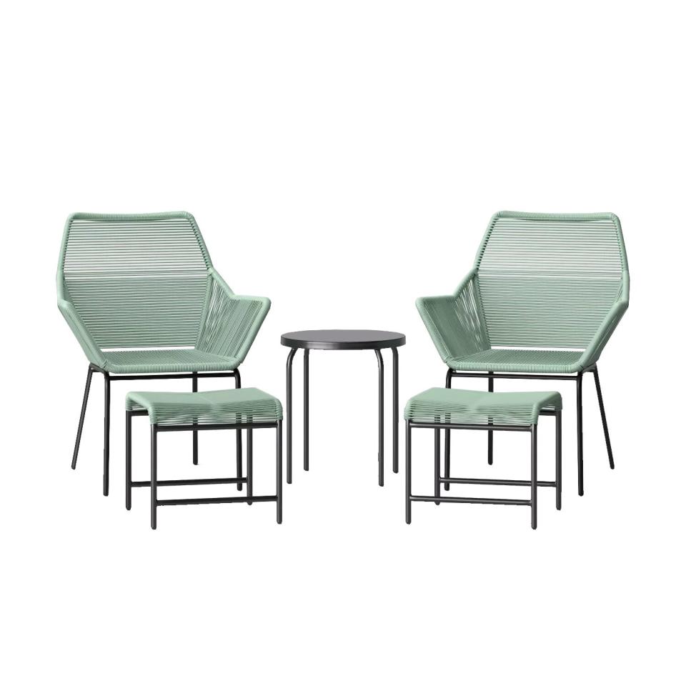 green five-piece patio set