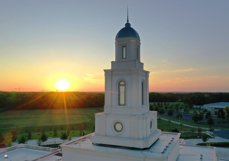 The Bentonville Arkansas Temple at sunset in Bentonville, Arkansas, on Thursday, Sept. 14, 2023.