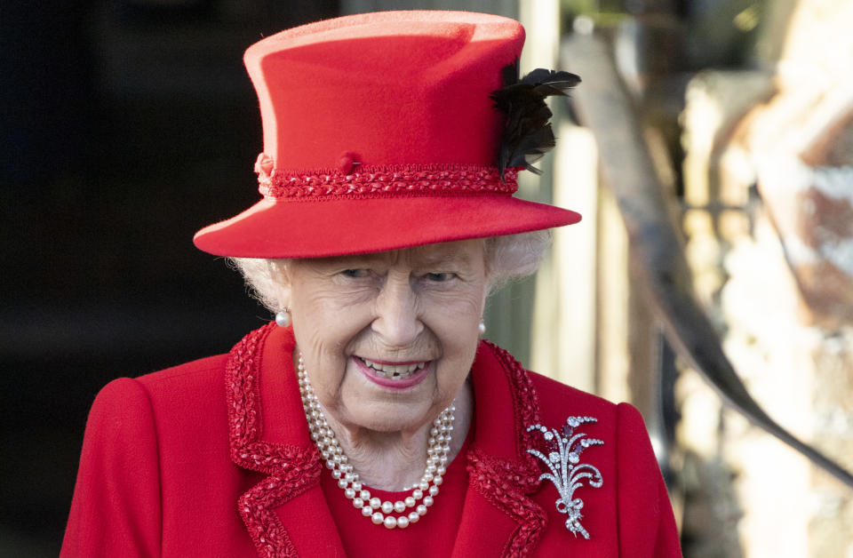 KING'S LYNN, ENGLAND - DECEMBER 25: Queen Elizabeth II attends the Christmas Day Church service at Church of St Mary Magdalene on the Sandringham estate on December 25, 2019 in King's Lynn, United Kingdom. (Photo by UK Press Pool/UK Press via Getty Images)