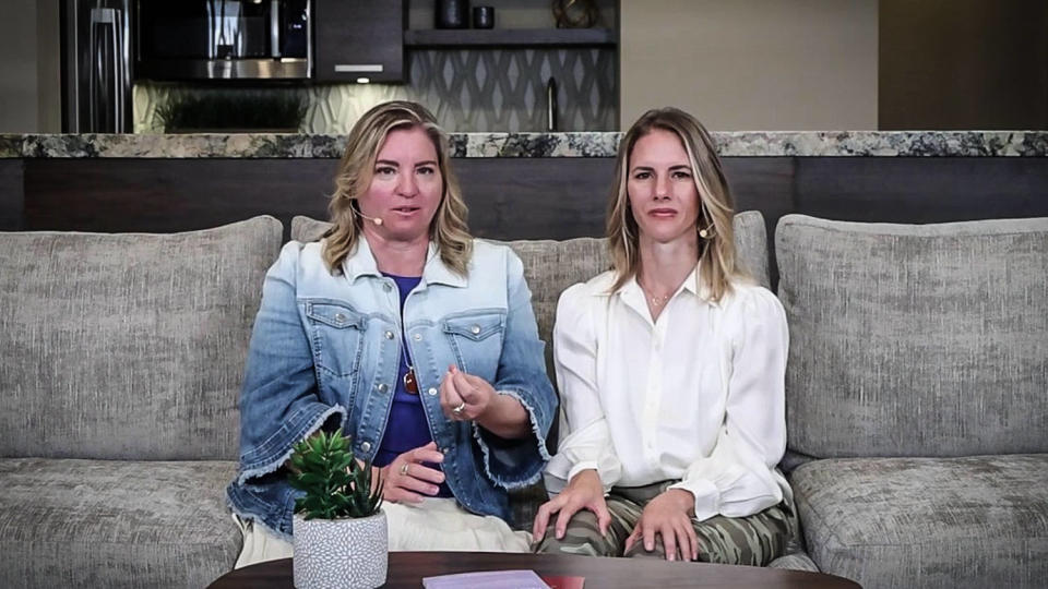 Ruby Franke, right, and business partner, Jodi Hildebrandt, speaks during an Instagram video posted to their @moms_of_truth account. (@moms_of_truth via Instagram)