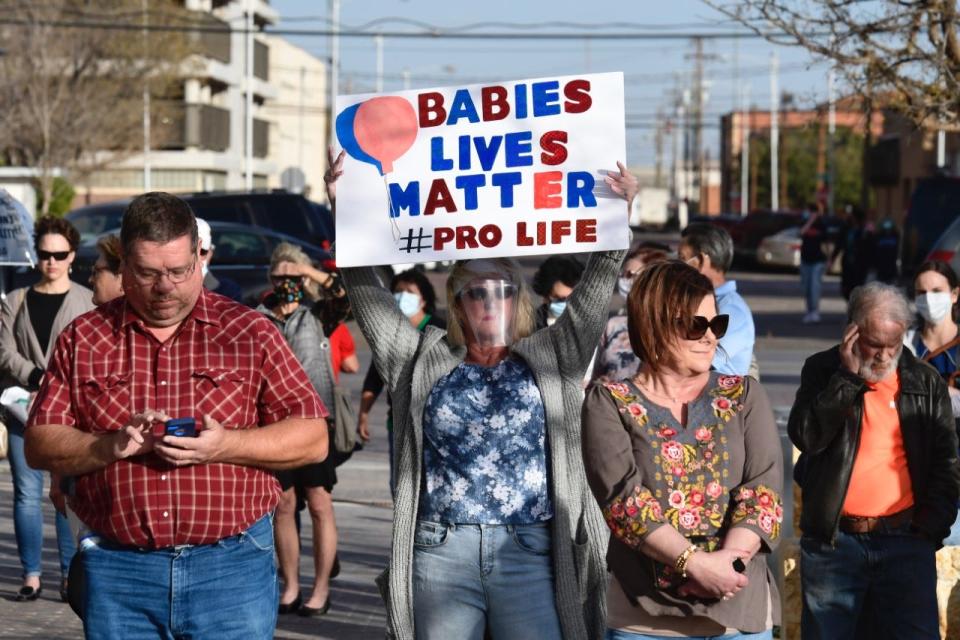 Pro-life supporters march in downtown Lubbock in 2020.