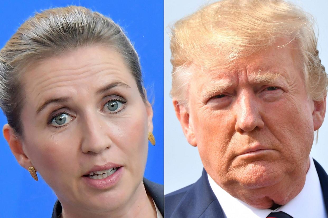 Denmark's Prime Minister Mette Frederiksen and Donald Trump: AFP/Getty Images