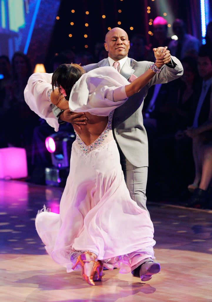 Cheryl Burke and Maurice Greene perform a dance on the seventh season of Dancing with the Stars.