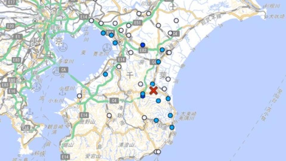 日本千葉縣東北部3日上午也出現規模3.6地震。（圖／翻攝自日本氣象廳）