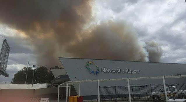 A bushfire has erupted north of Newcastle. Source: 7 News