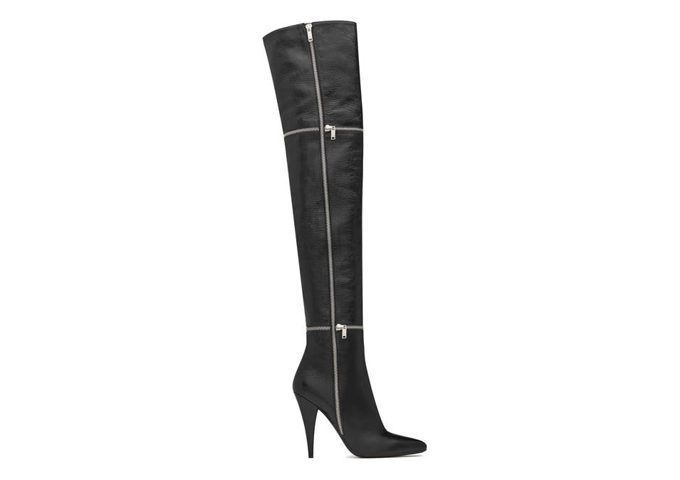 Saint Laurent’s black zippered over-knee boots are the sexiest of the bunch.