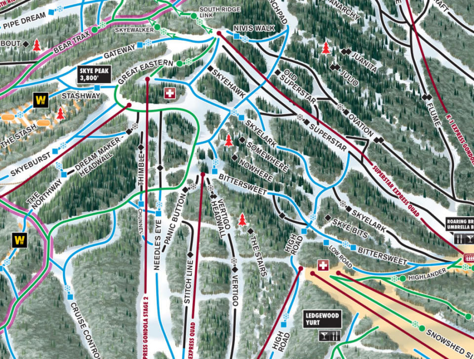 Superstar lift on a map of Killington. Courtesy of Killington Resort. 