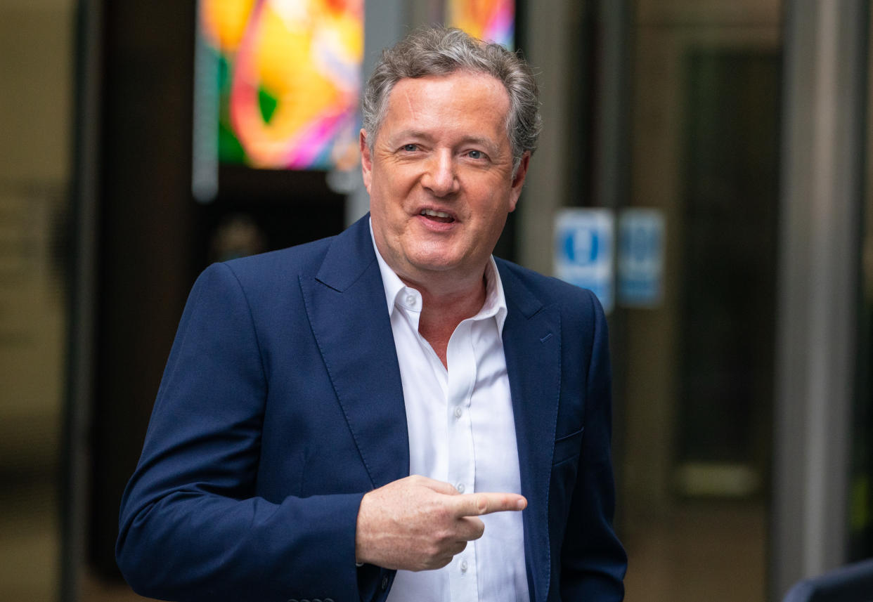 Piers Morgan leaves BBC Broadcasting House, London, after appearing on the BBC One current affairs programme, Sunday Morning. Picture date: Sunday January 16, 2022. (Photo by Dominic Lipinski/PA Images via Getty Images)