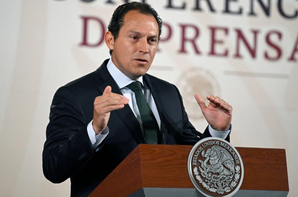 Mexican lawyer and legal consultant of the Mexican Foreign Ministry, Alejandro Celorio, speaks during a press conference in Mexico City in April.