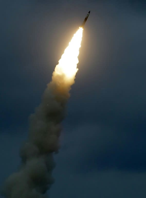 An S-300 PMU-1 anti-aircraft missle launches during a Greek army military exercise near Chania on the island of Crete on December 13, 2013