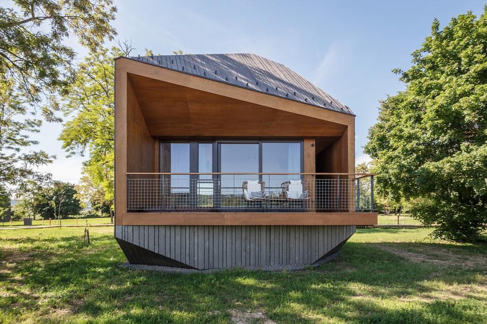 A balcony at The Rocks Hello Wood cabins in Hungary's Balaton Uplands