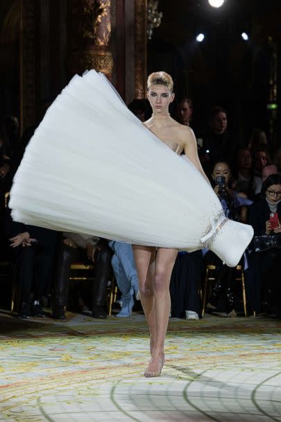 PHOTO: A model walks the runway during the Viktor & Rolf Haute Couture Spring Summer 2023 show as part of Paris Fashion Week, Jan. 25, 2023, in Paris. (Peter White/Getty Images)