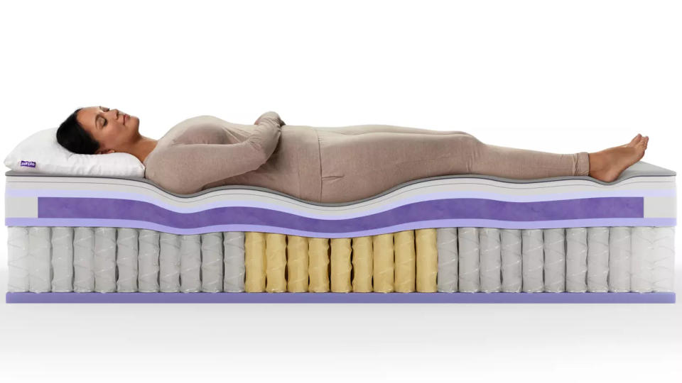 Purple Rejuvenate mattress review image shows the inside materials