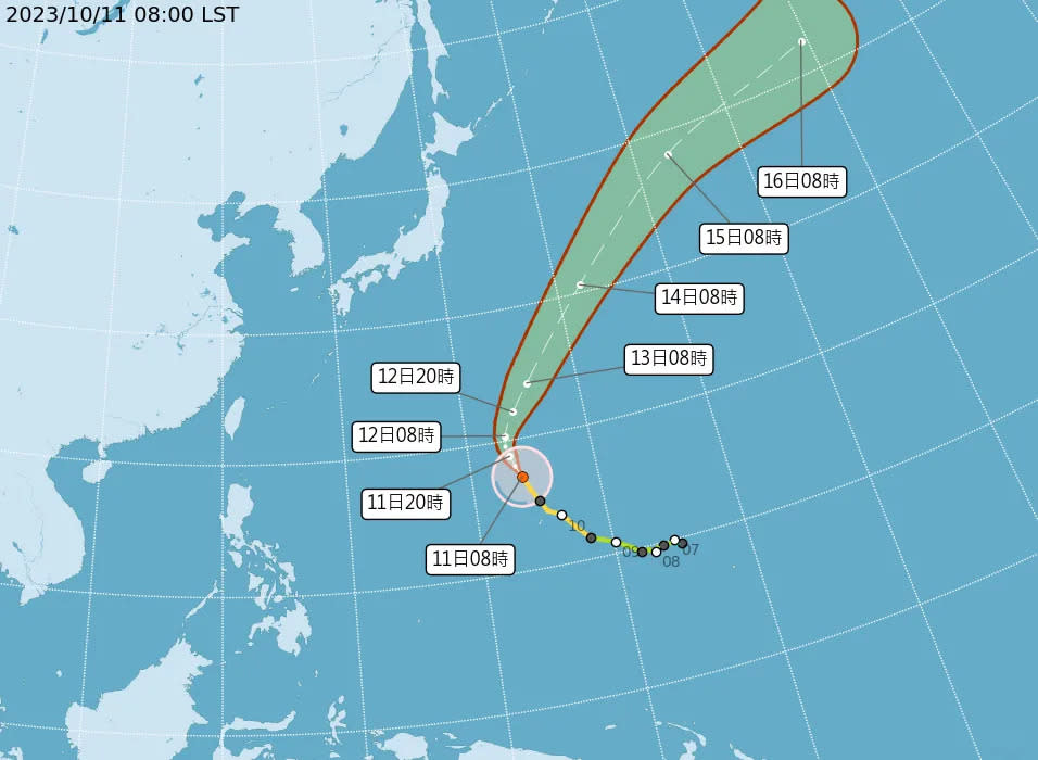 <strong>今年第15號颱風布拉萬，於今（11日）增強為強烈颱風。（圖／中央氣象署）</strong>