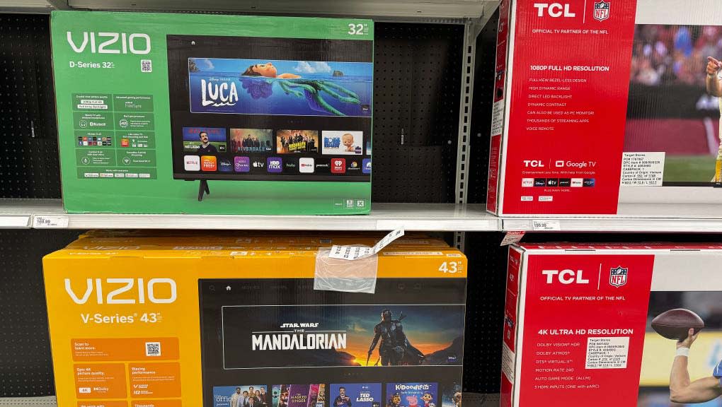  Vizio TV sets on a store shelf in San Rafael, Calif. . 